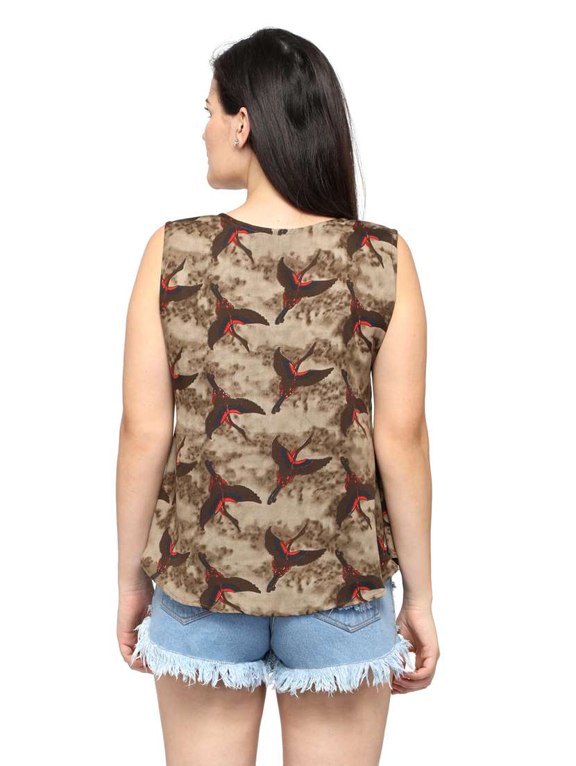 women's straight round neck top - 20056099 -  Standard Image - 3