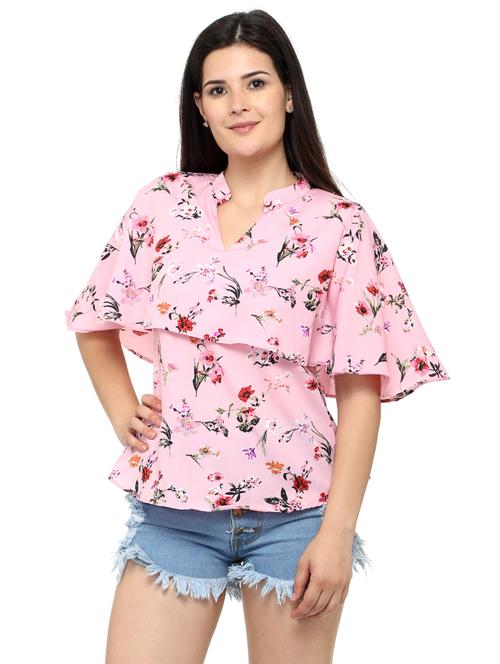 women's layered mandarin neck top - 20056100 - Standard Image - 0