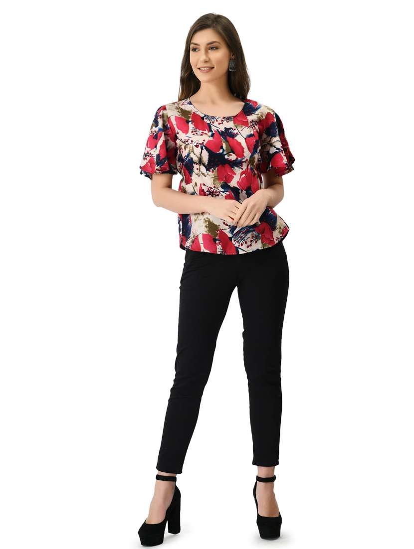 women's straight round neck top - 20056102 -  Standard Image - 5