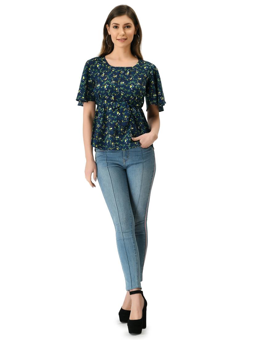 women's peplum round neck top - 20056103 - Standard Image - 5