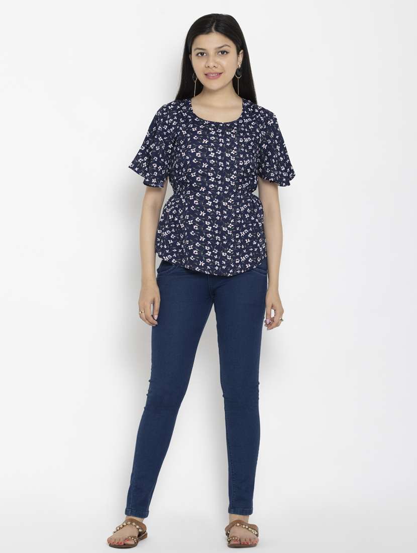 women's peplum round neck top - 20056105 -  Standard Image - 3