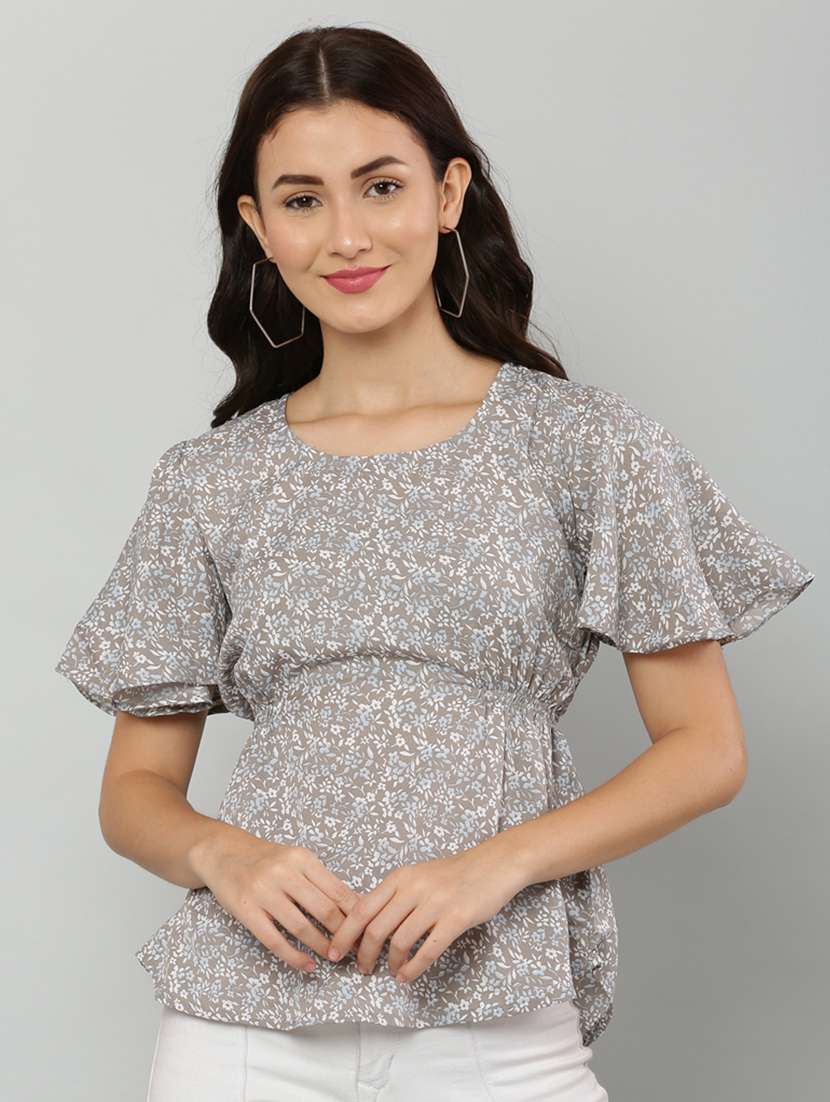 women's peplum round neck top