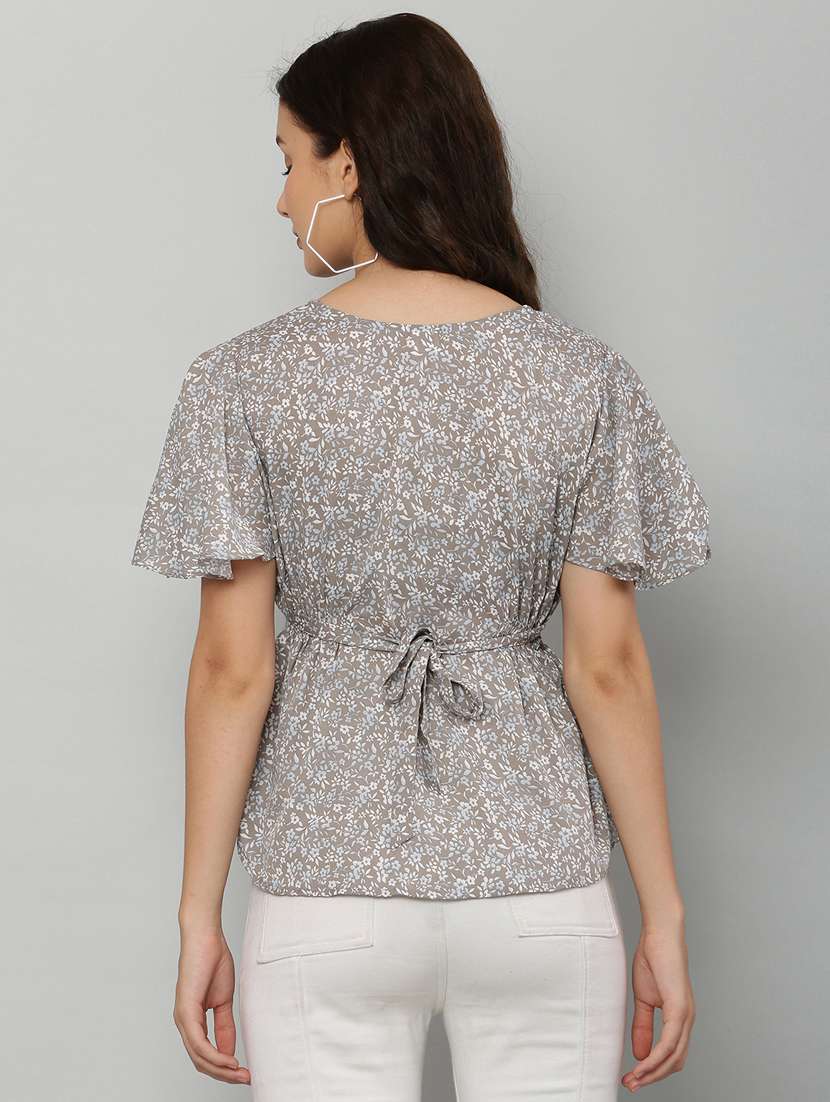 women's peplum round neck top - 20056111 -  Standard Image - 3