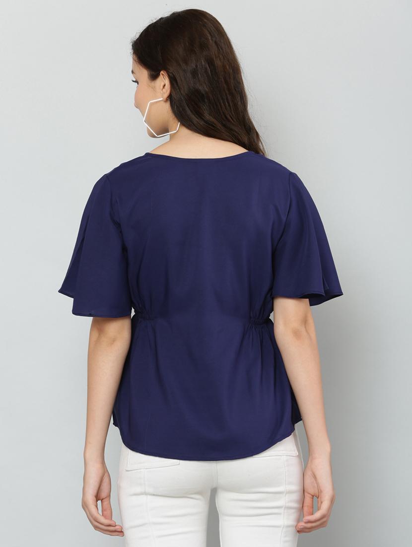 women's straight round neck top - 20056114 - Standard Image - 3