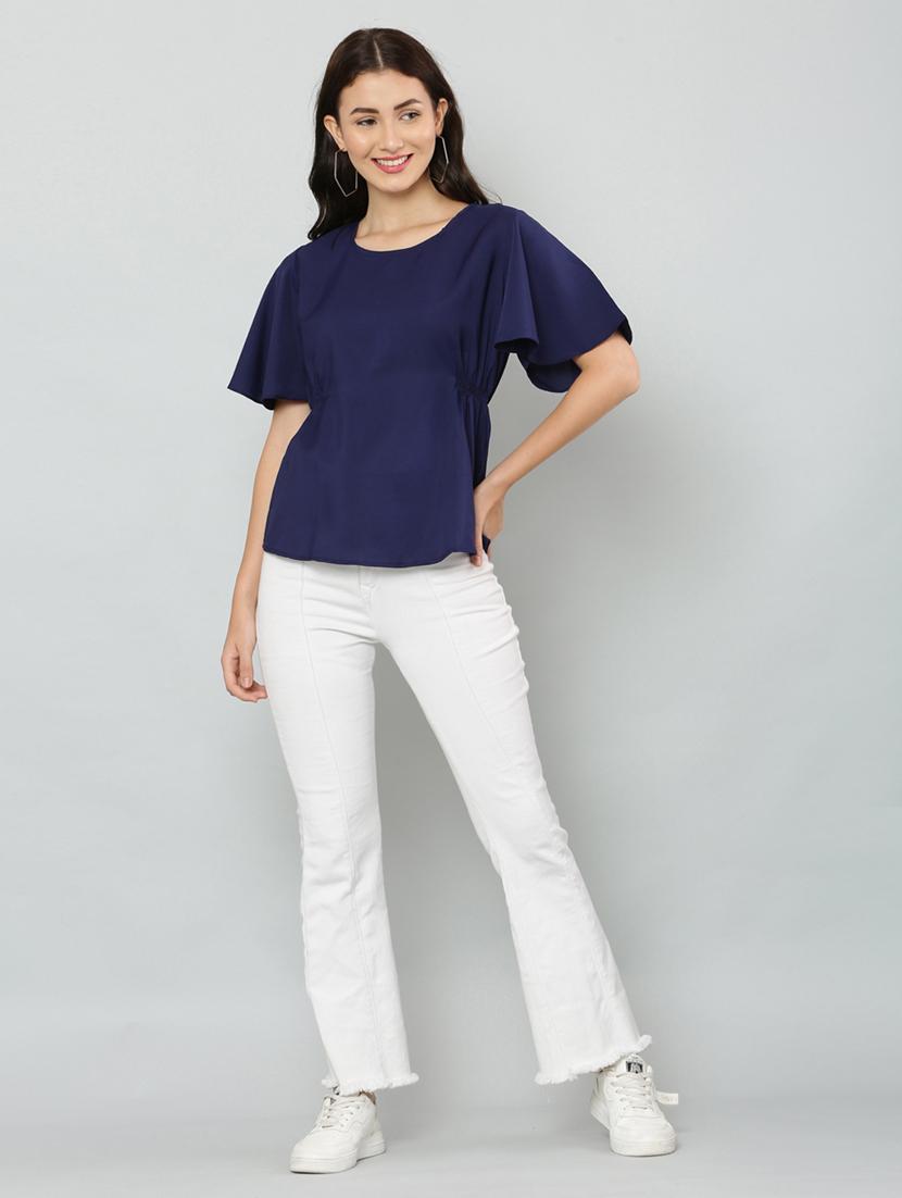 women's straight round neck top - 20056114 - Standard Image - 5