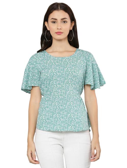 women's ruffle round neck top - 20056115 -  Standard Image - 0