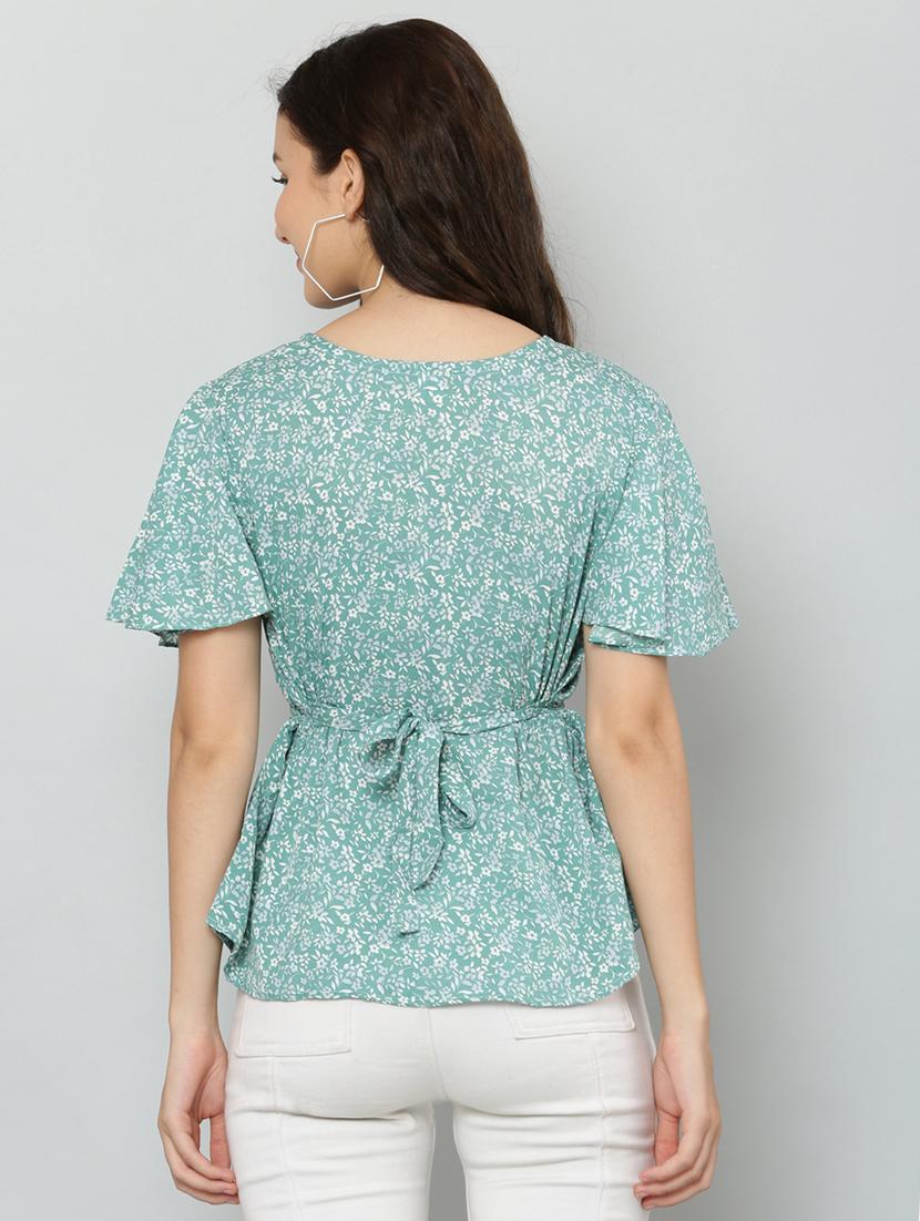 women's ruffle round neck top - 20056115 - Standard Image - 3
