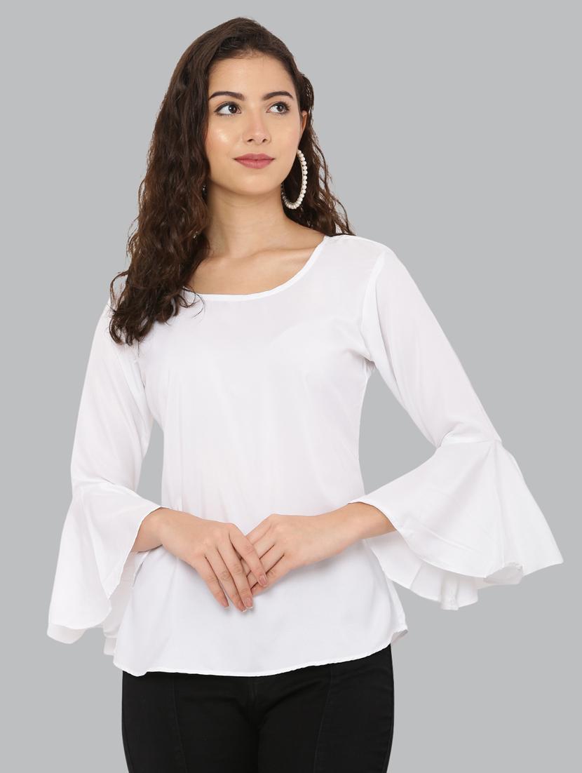 women's straight round neck top - 20056118 - Standard Image - 3