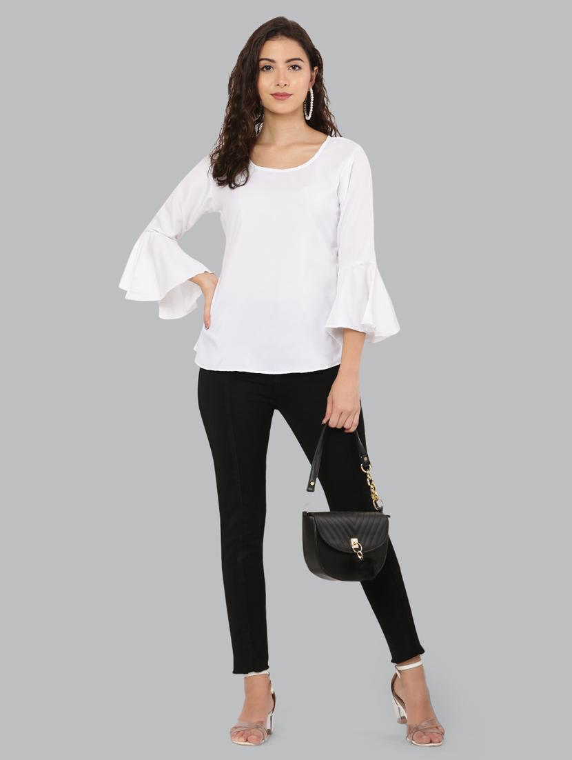 women's straight round neck top - 20056118 - Standard Image - 5