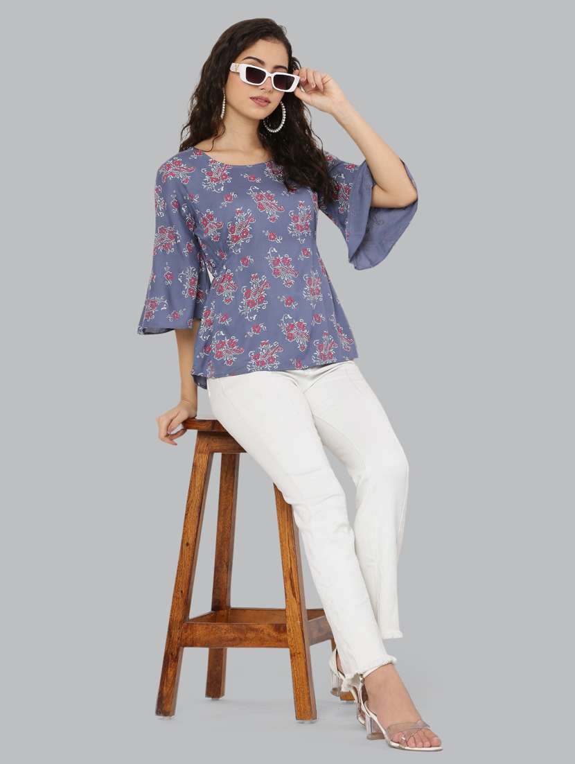 women's a line round neck top - 20056124 -  Standard Image - 5