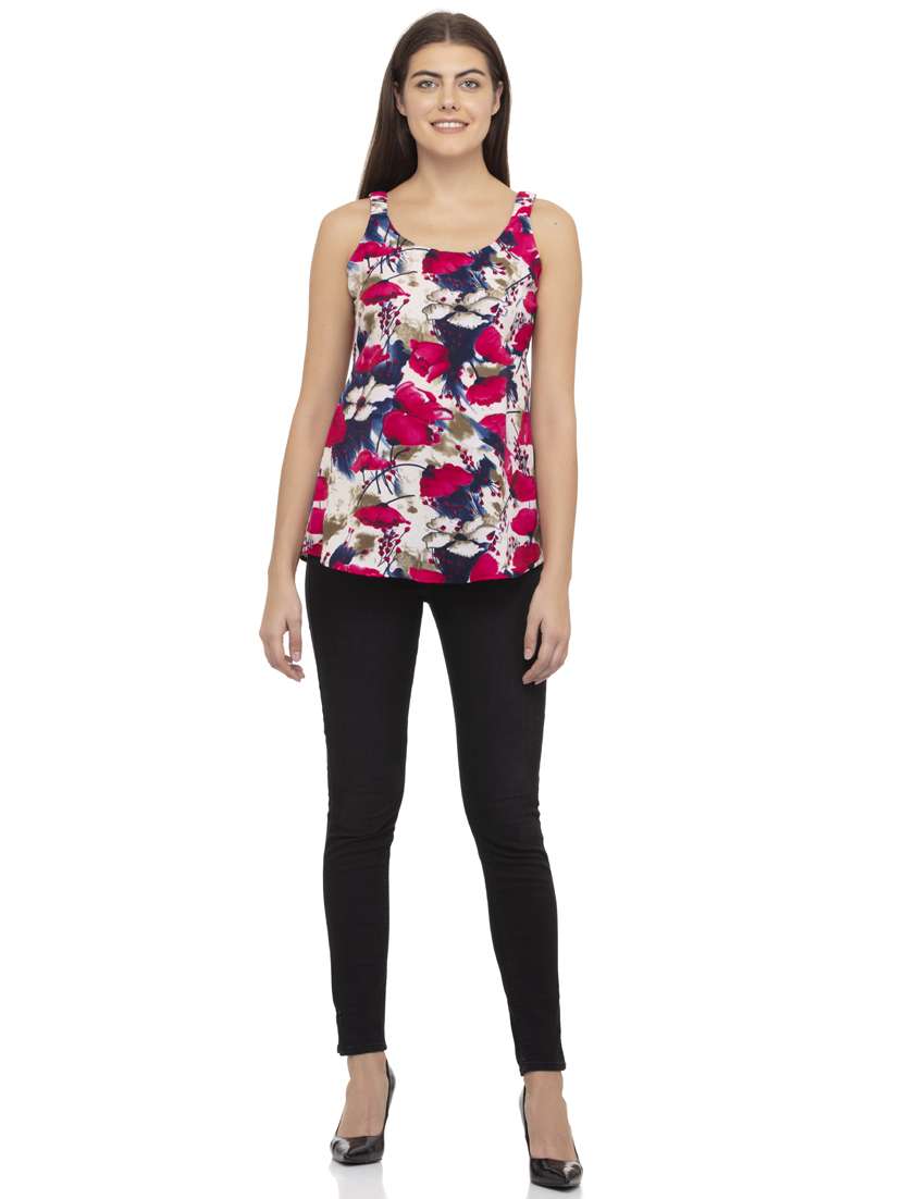 women's straight round neck top - 20056128 - Standard Image - 3