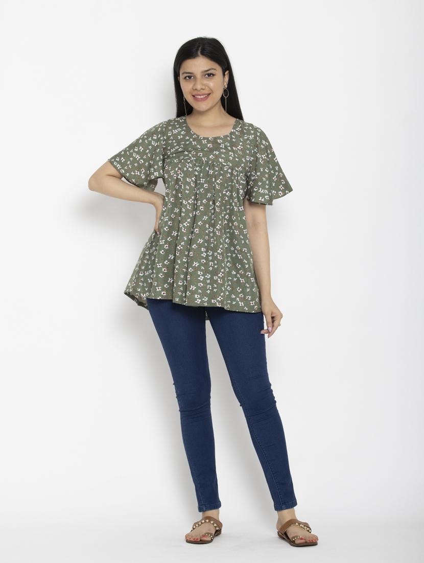 women's peplum round neck top - 20056143 - Standard Image - 3