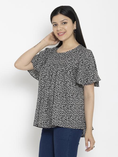 women's straight round neck top - 20056144 - Standard Image - 0