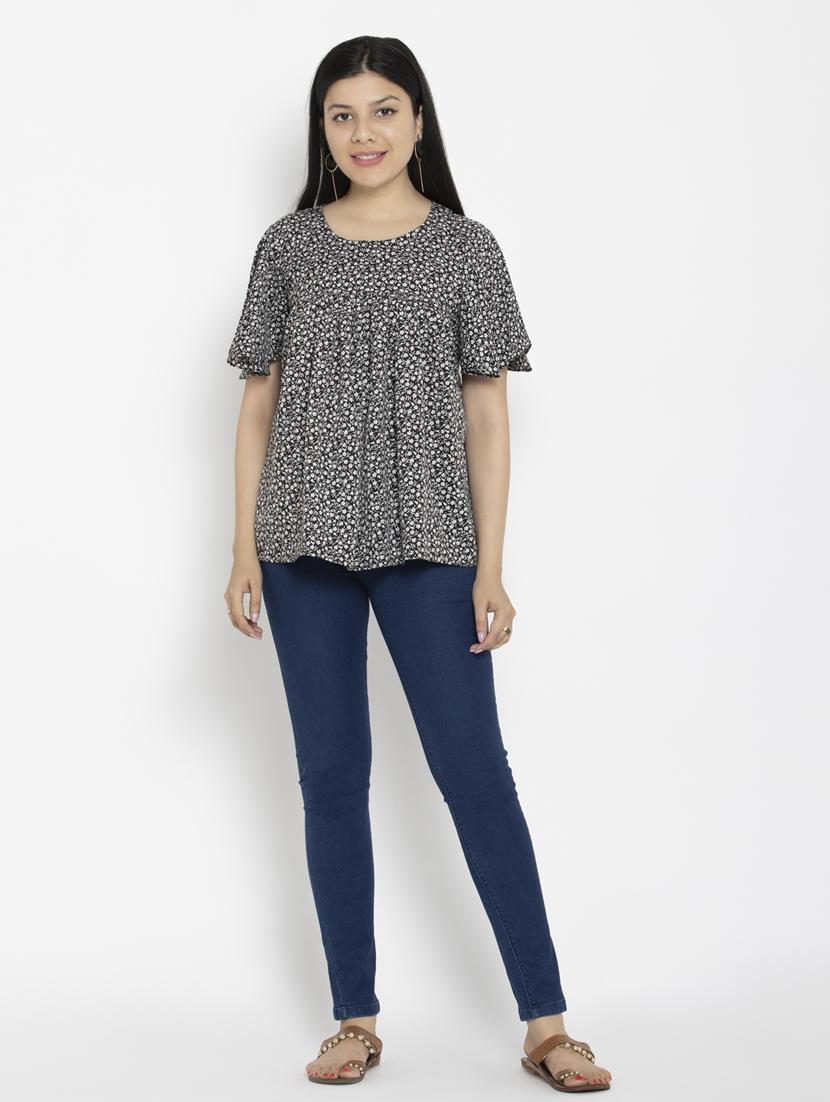 women's straight round neck top - 20056144 - Standard Image - 3