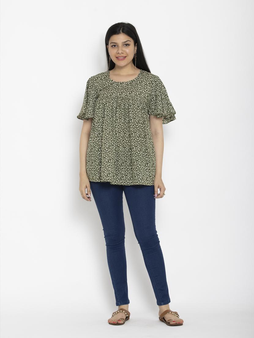 women's straight round neck top - 20056145 - Standard Image - 3