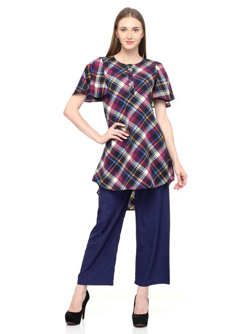 women's high-low round neck top - 20056147 - Standard Image - 0