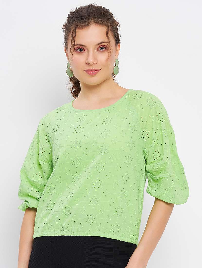 women's straight round neck top