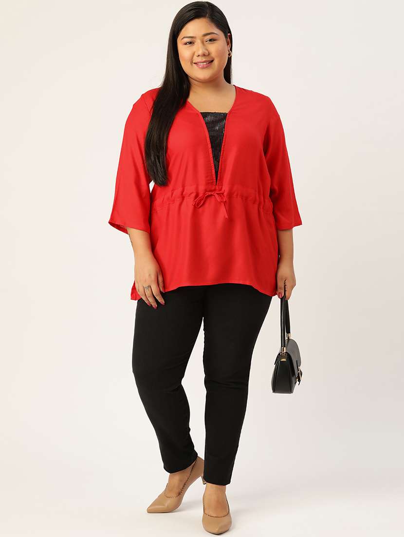 women's a line v neck top - 20056260 -  Standard Image - 3