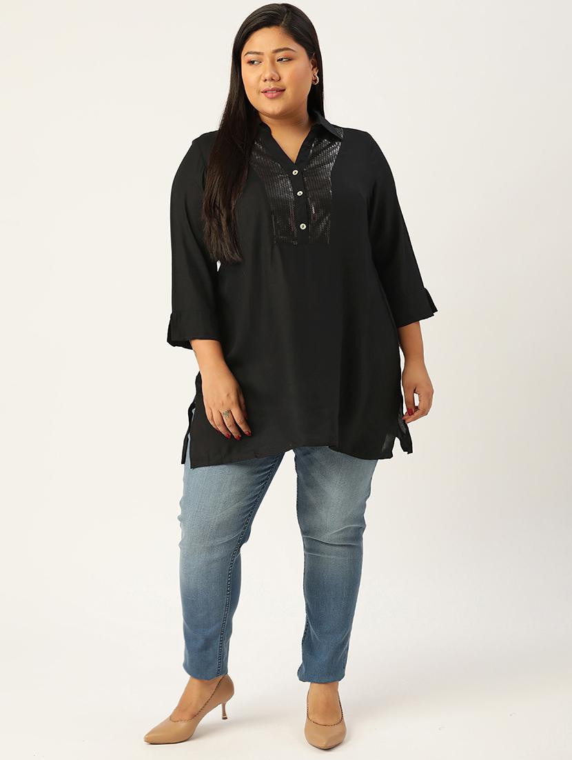 women's straight collared top - 20056266 - Standard Image - 3