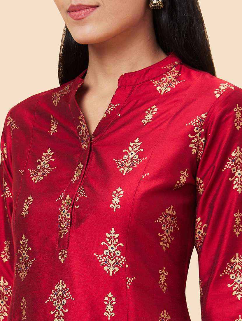 women maroon viscose a-line kurta - 20056394 -  Standard Image - 5