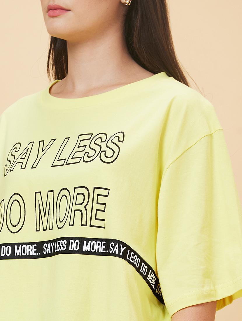 women yellow cotton front print t-shirt - 20056404 - Standard Image - 5