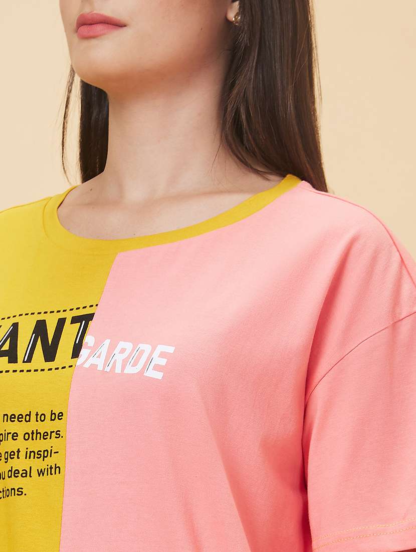 women yellow cotton regular t-shirt - 20056407 -  Standard Image - 5
