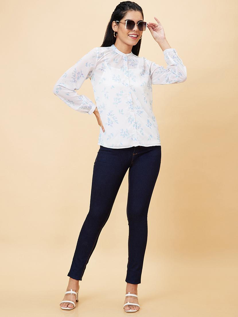 women's straight mandarin neck top - 20056419 - Standard Image - 3