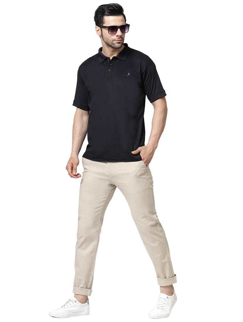 cream solid flat front casual trouser - 20056530 - Standard Image - 3
