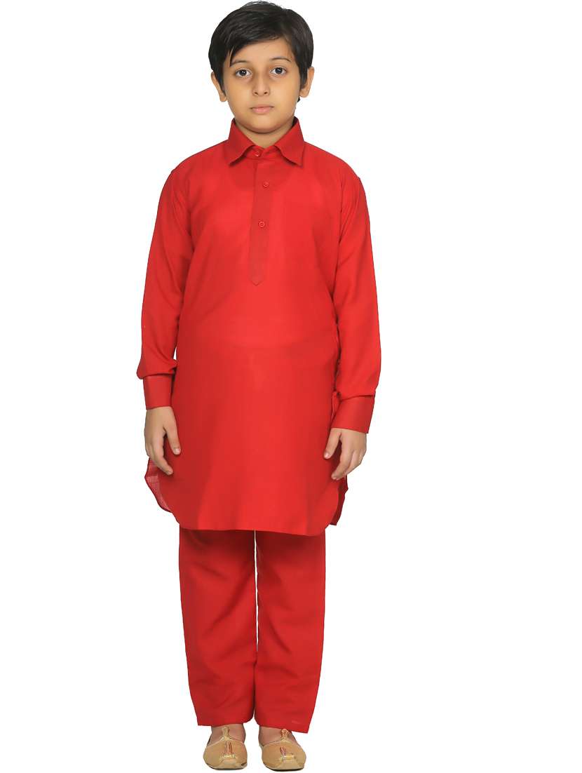 boys solid kurta pajama set