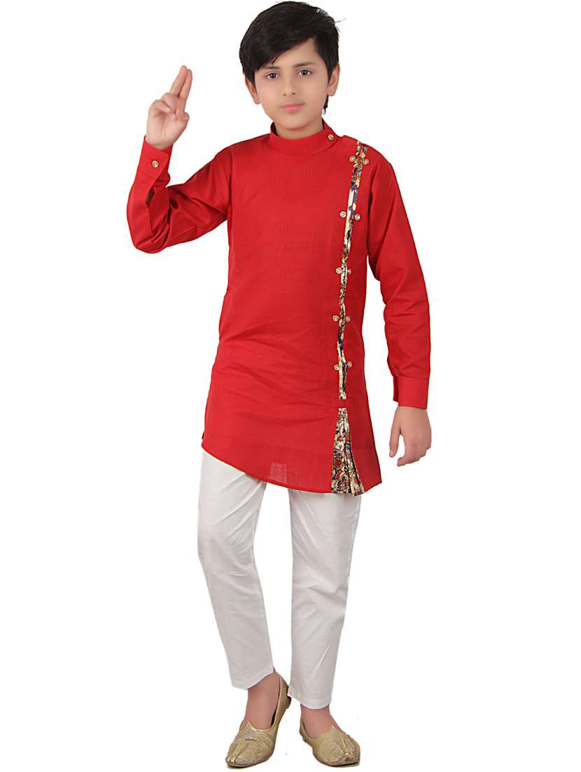 boys solid kurta pajama set
