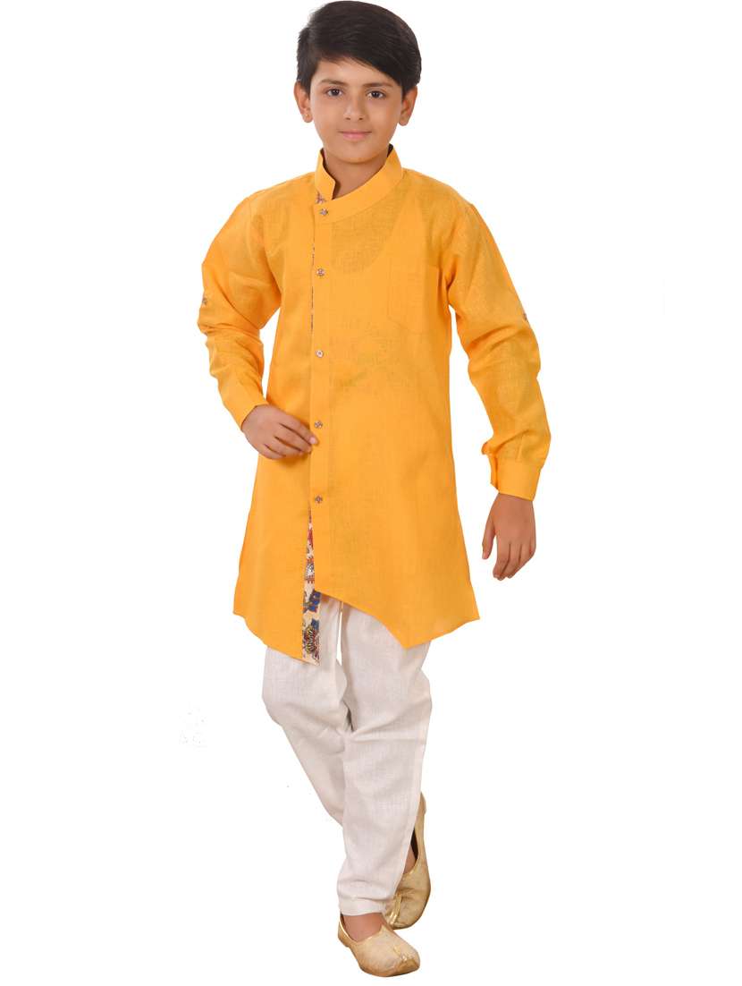 boys solid kurta pajama set - 20057547 - Zoom Image - 0