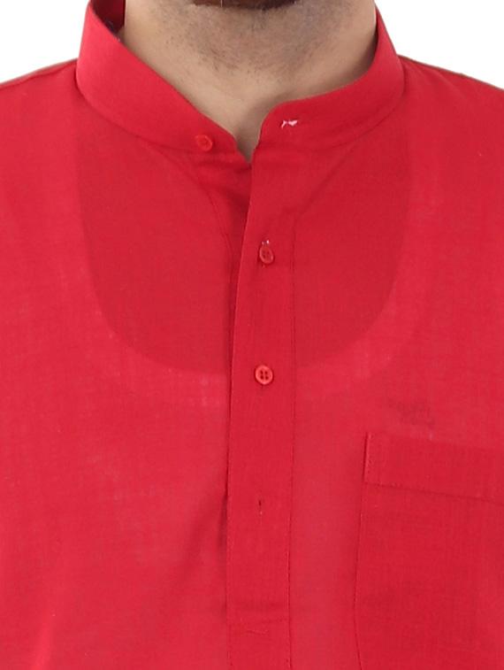 red silk blend kurta pyjama ethnic wear set - 20058492 - Standard Image - 3