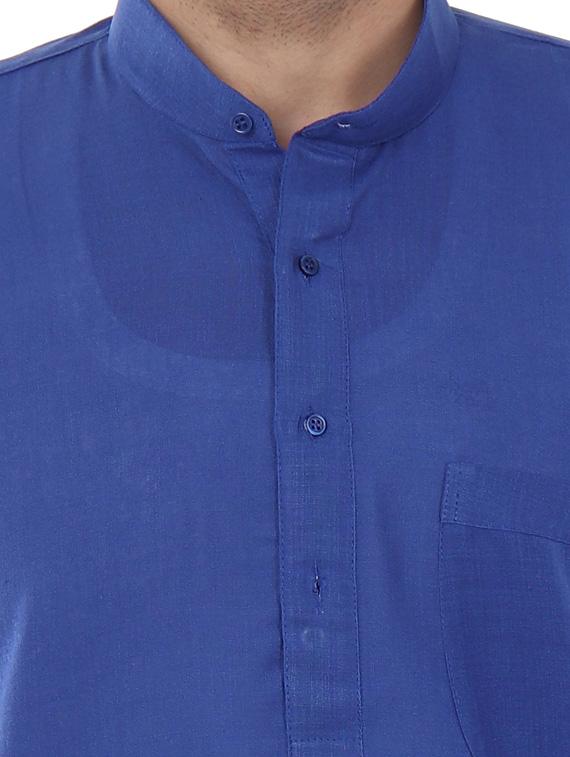 dark blue silk blend kurta pyjama ethnic wear set - 20058493 - Standard Image - 3