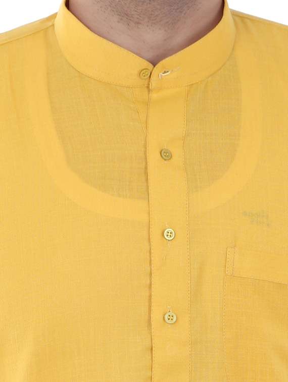 yellow silk blend kurta pyjama ethnic wear set - 20058494 -  Standard Image - 3