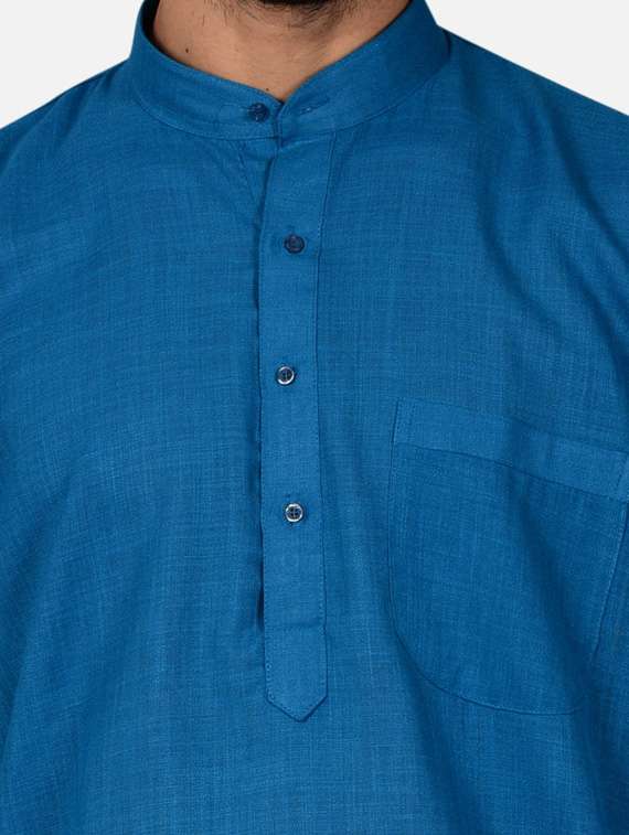 blue silk blend kurta pyjama ethnic wear set - 20058495 -  Standard Image - 3