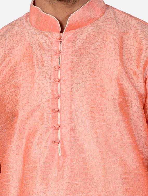 pink silk blend kurta pyjama ethnic wear set - 20058529 - Standard Image - 3