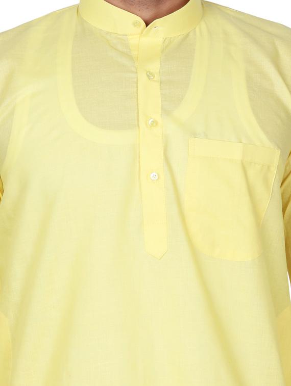 yellow cotton blend kurta pyjama ethnic wear set - 20058610 - Standard Image - 3