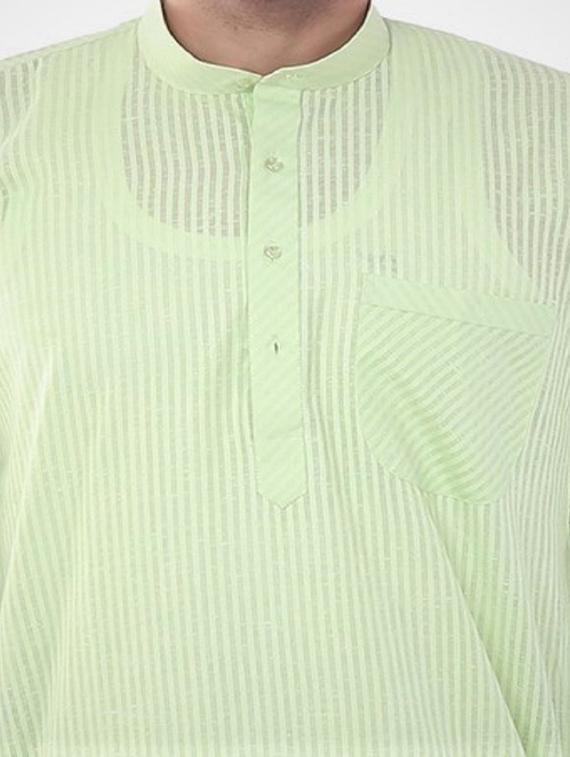 green cotton blend kurta pyjama ethnic wear set - 20058615 - Standard Image - 3