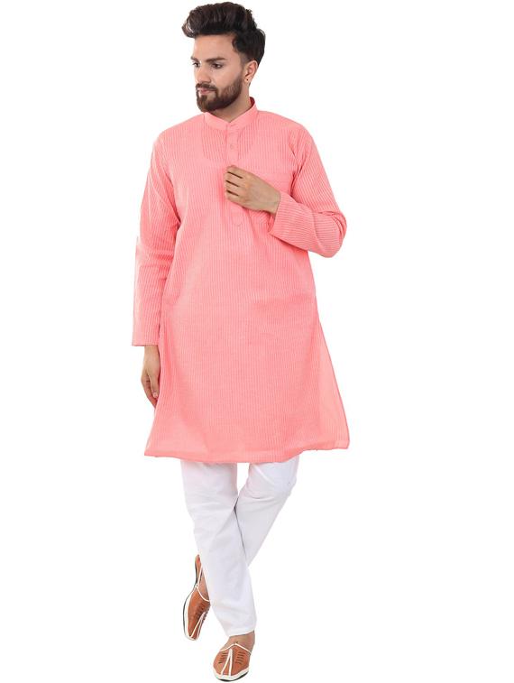 pink cotton blend kurta pyjama ethnic wear set - 20058616 - Zoom Image - 0