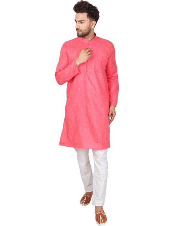 pink cotton blend kurta pyjama ethnic wear set - 20058626 - Zoom Image - 0