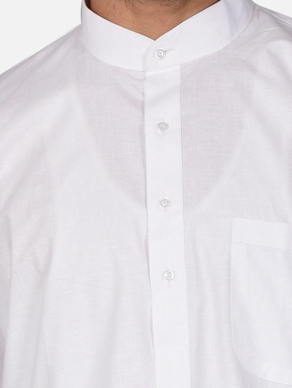 white cotton blend kurta pyjama ethnic wear set - 20058643 - Standard Image - 3