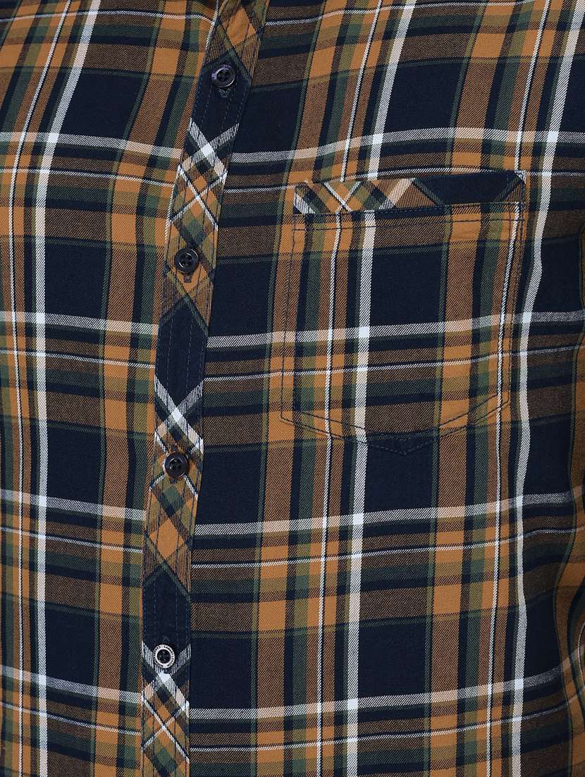 canary london mustard indigo checked slim fit casual shirt - 20059274 -  Standard Image - 5
