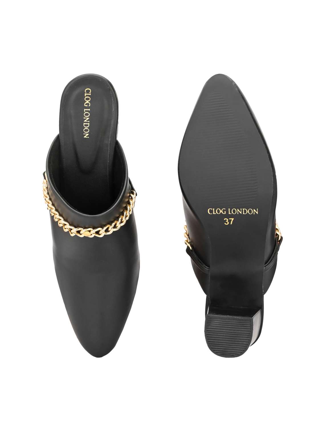 black solid pointed mules - 20059776 -  Standard Image - 5