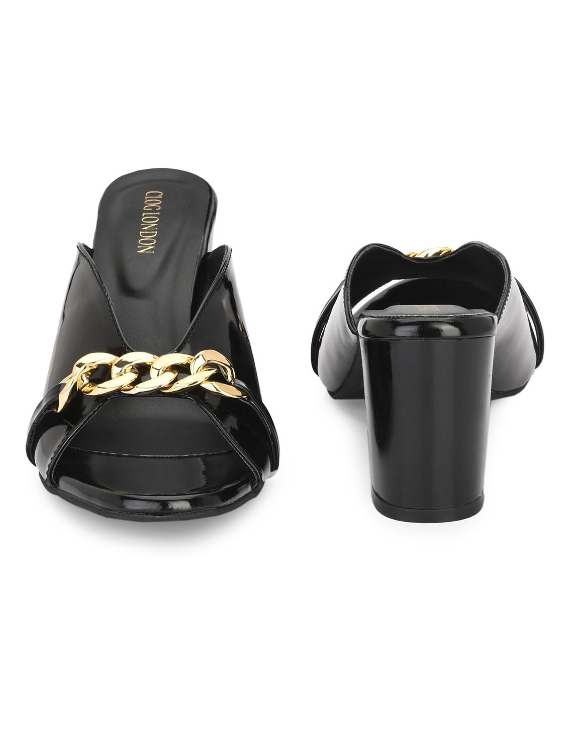 black synthetic slip on sandals - 20059782 - Standard Image - 5