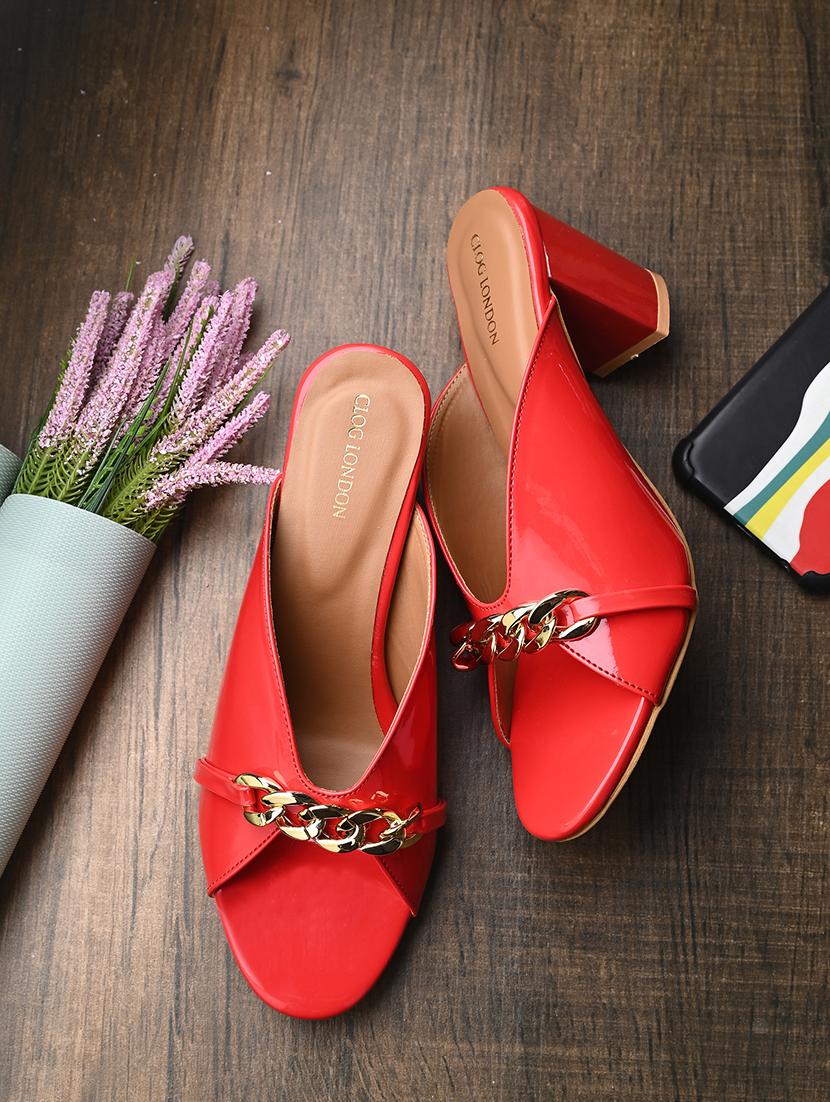 red synthetic slip on sandals - 20059783 - Zoom Image - 0