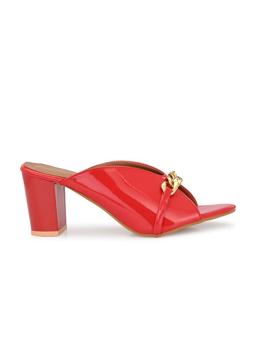 red synthetic slip on sandals - 20059783 - Standard Image - 3