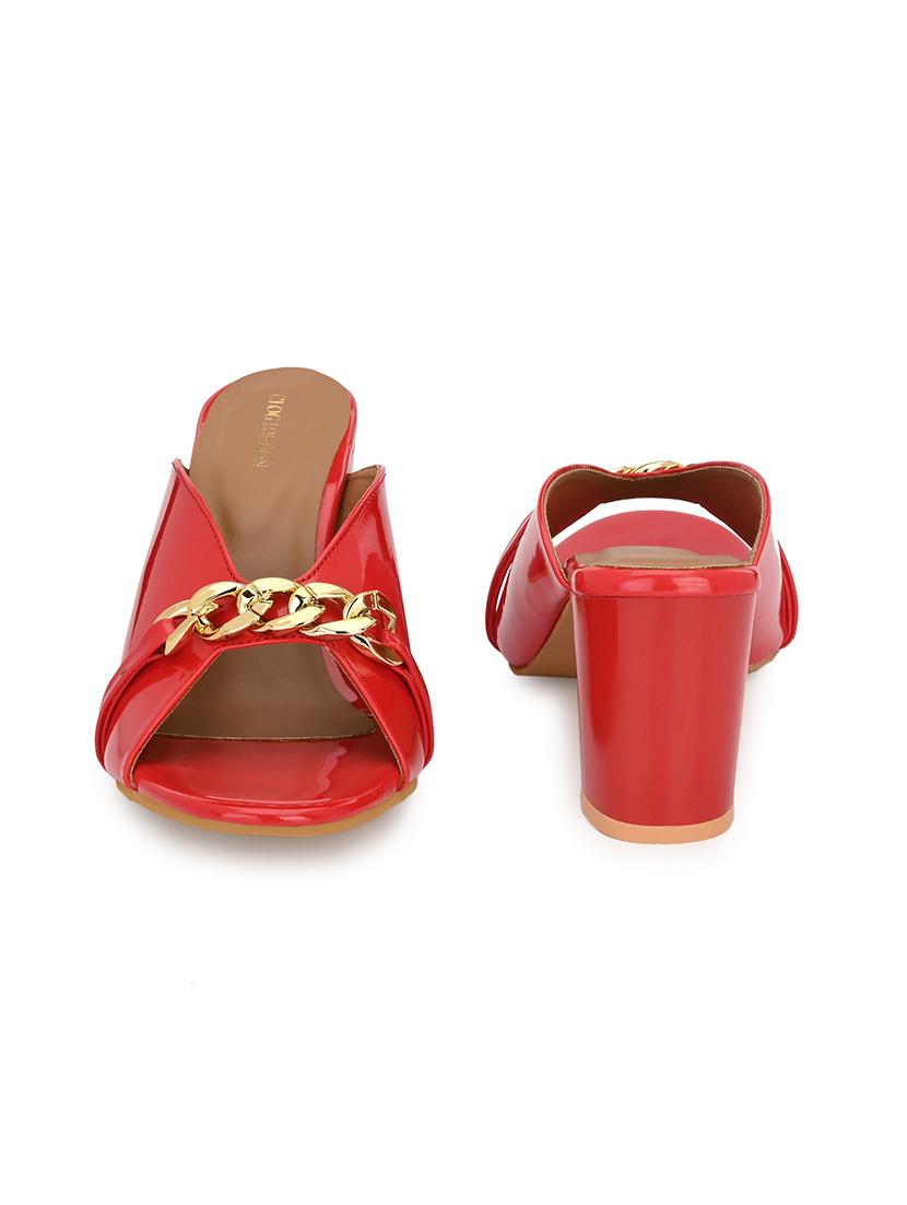 red synthetic slip on sandals - 20059783 - Standard Image - 5