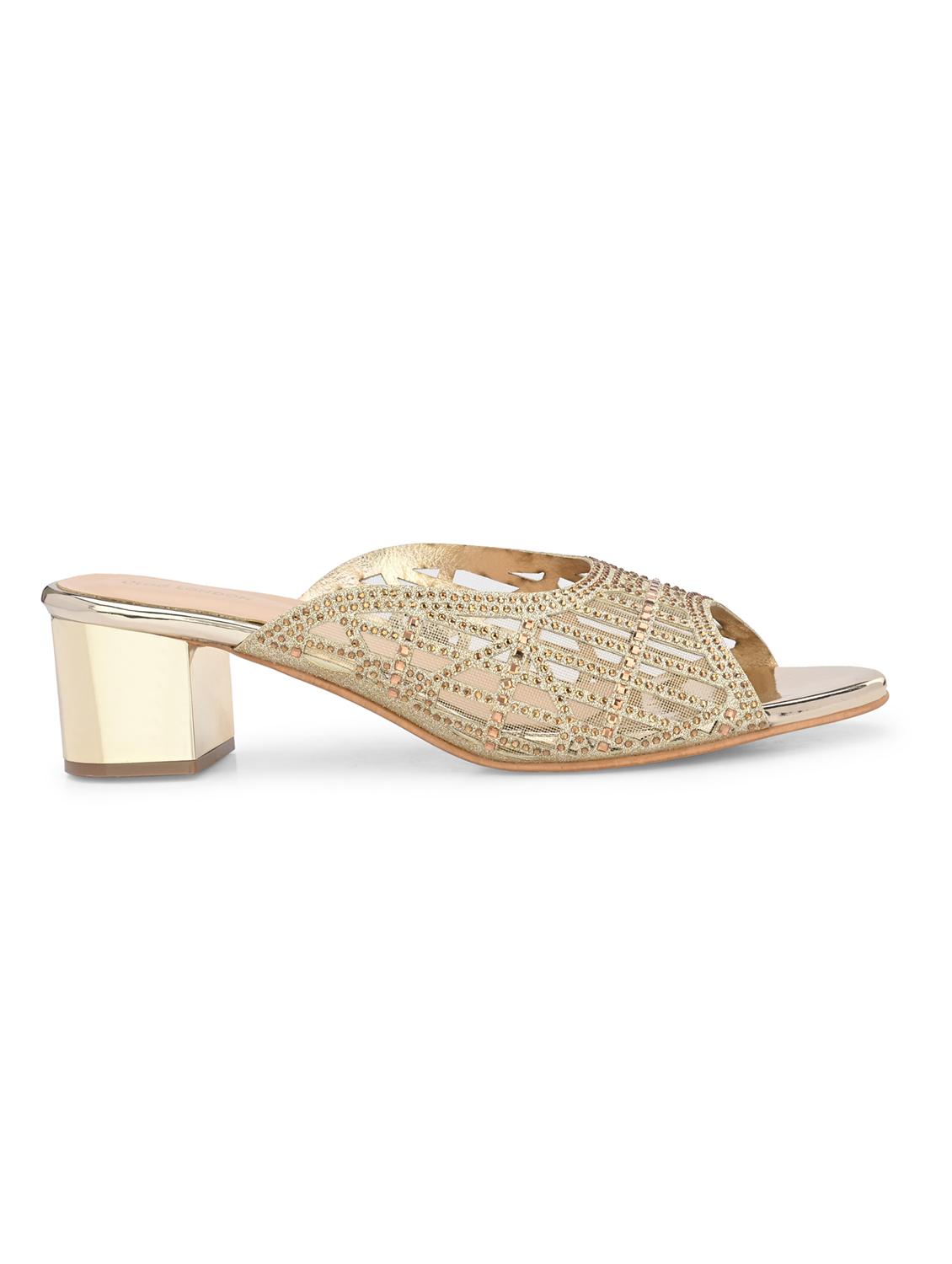 gold synthetic slip on sandals - 20059788 - Standard Image - 3