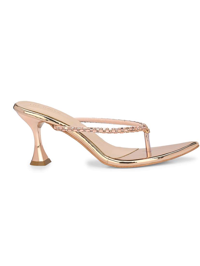 copper synthetic slip on sandals - 20059806 -  Standard Image - 3