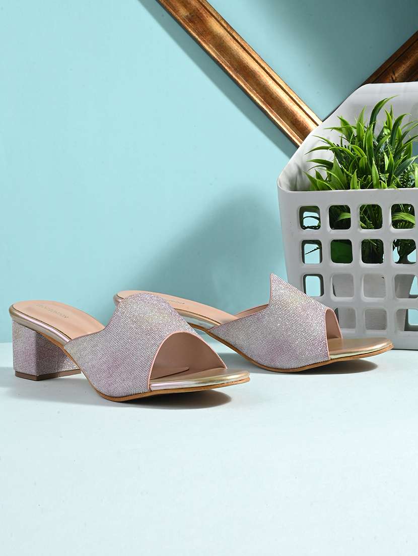 gold synthetic slip on sandals